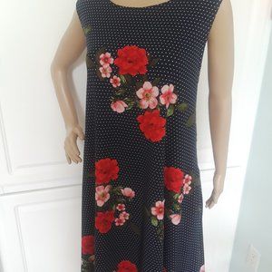 Nina Leonard Navy/Red Sleeveless Flared Dress XL